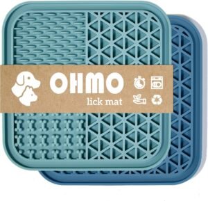 Lot de deux tapis de léchage OHMO en silicone bleu clair et bleu foncé