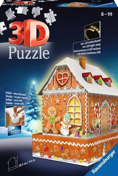 Ravensburger 11237 – Maison de Noël en pain d’épices, puzzle 3D lumineux