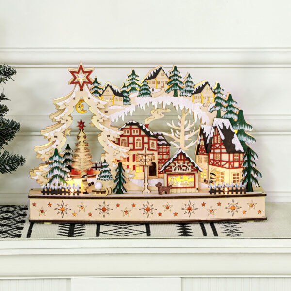 Village de Noël lumineux HOMCOM 830-873V00ND en bois, 20 LED — visuel 6