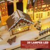Village de Noël lumineux HOMCOM 830-873V00ND en bois, 20 LED — visuel 5