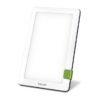 Lampe de luminothérapie Beurer TL 30 blanche avec pied vert sur fond blanc