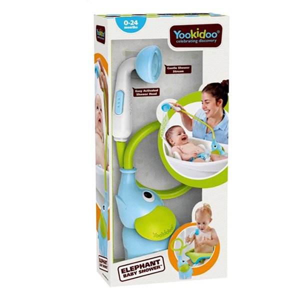 Douchette bain bebe Yookidoo bleu vert 2 Emballage de la douchette de bain Yookidoo Éléphant