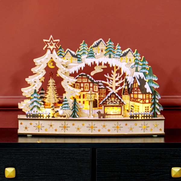 Village de Noël lumineux HOMCOM 830-873V00ND en bois, 20 LED — visuel 10