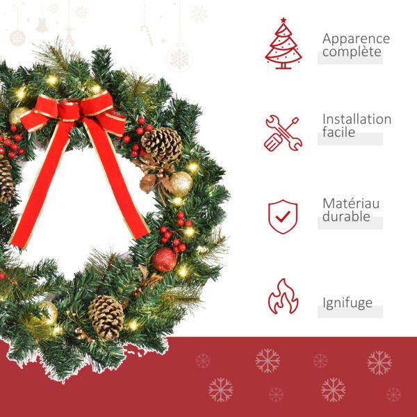 homcom-830-225-couronne-noel-lumineuse-60-cm-4 Présentation des caractéristiques de la couronne HOMCOM 830-225