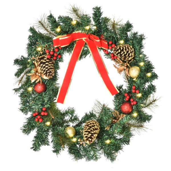 homcom-830-225-couronne-noel-lumineuse-60-cm-10 Vue de face de la couronne de Noël HOMCOM 830-225