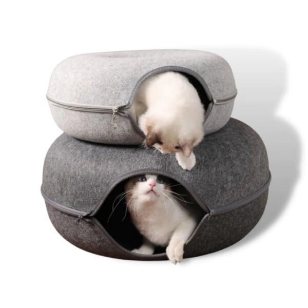 Yousuy 3477 vue complementaire 1 Tunnel et couchage pour chat en feutre avec fermeture zippée – S ou L — vue complémentaire 1