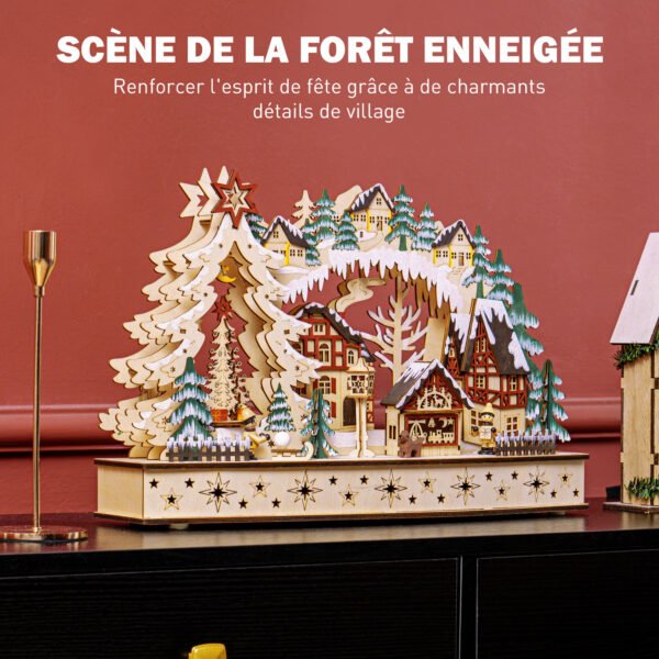 Village de Noël lumineux HOMCOM 830-873V00ND en bois, 20 LED — visuel 4