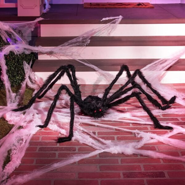 araignee-halloween-joyin-noire-2 Araignée géante Halloween JOYIN noire, vue 2 ; décor et toile non inclus