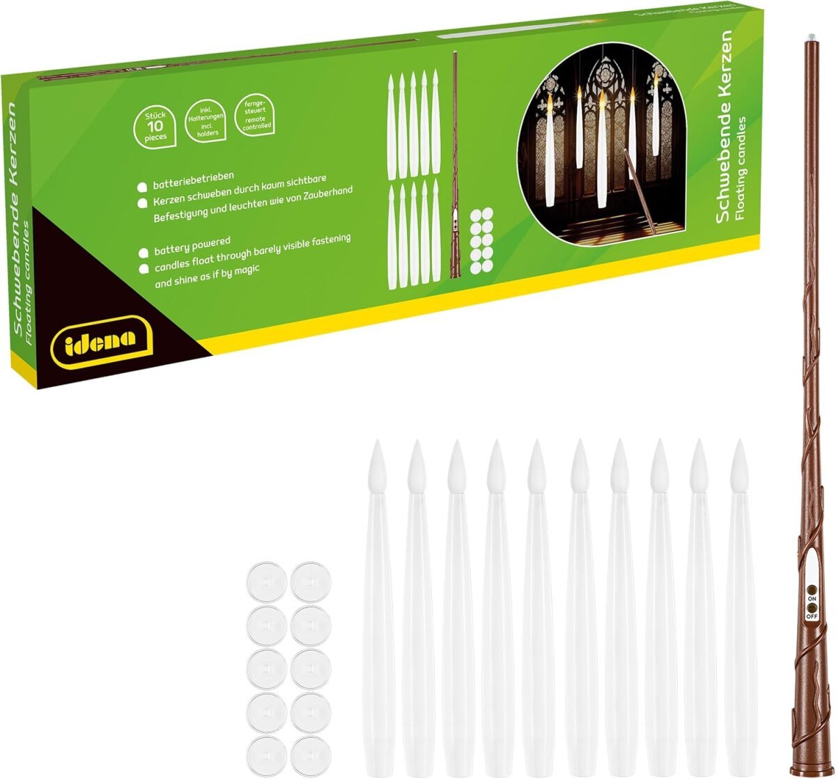 Coffret Idena avec bougies LED et baguette de commande