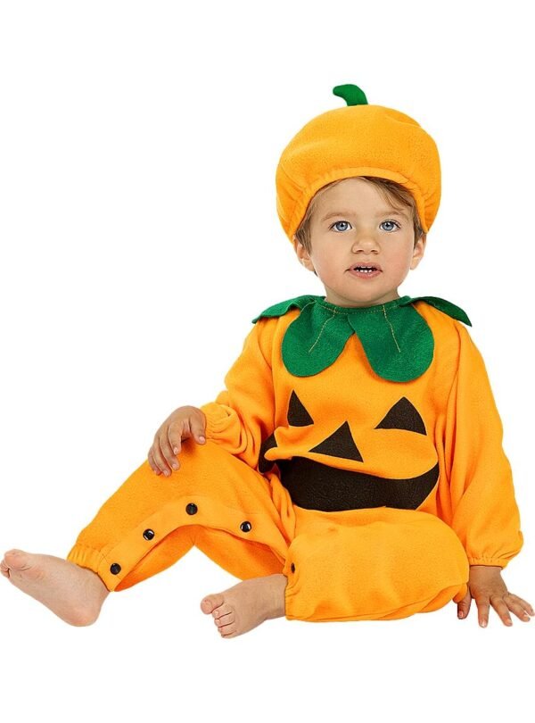 deguisement-citrouille-bebe-funidelia-1 Déguisement citrouille bébé Funidelia orange et vert, vue 1