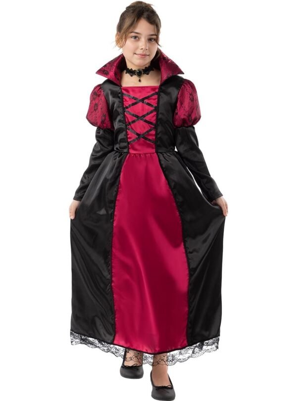 deguisement vampire fille funidelia robe noire et rouge avec col 5 6 ans 3