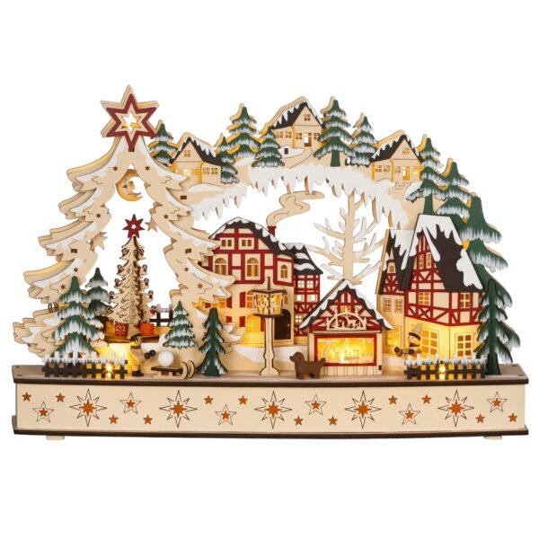 Village de Noël lumineux HOMCOM 830-873V00ND en bois, 20 LED — visuel 11