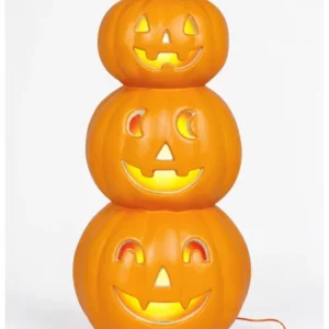 Citrouille lumineuse Halloween Fiestas Guirca – 3 citrouilles empilées – 52 cm