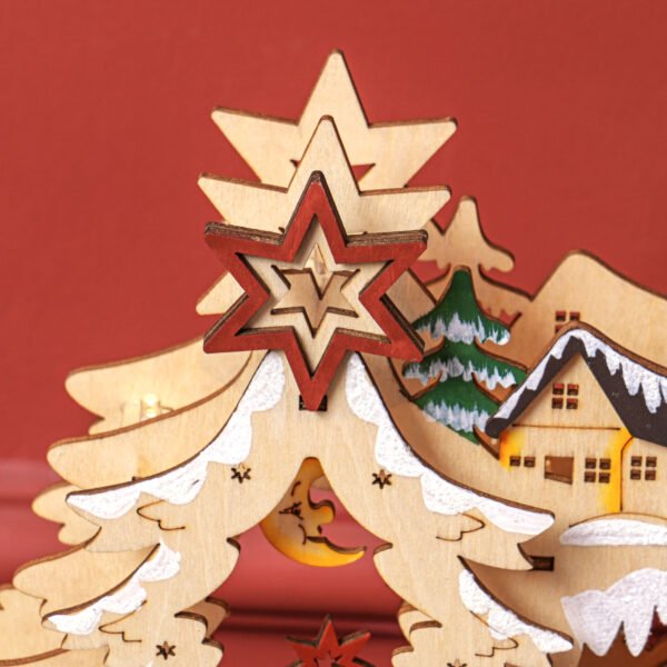 Village de Noël lumineux HOMCOM 830-873V00ND en bois, 20 LED — visuel 9