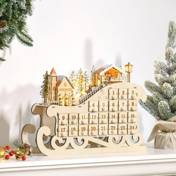 homcom-830-418-calendrier-avent-bois-traineau-9 Calendrier de l’Avent en bois HOMCOM 830-418 près d’une fenêtre