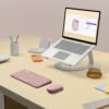 logitech-pebble-m350s-rose-7 Logitech Pebble M350s rose dans un espace de travail
