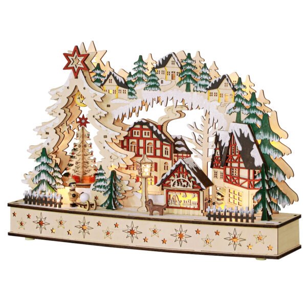 Village de Noël lumineux HOMCOM 830-873V00ND en bois, 20 LED — visuel 12